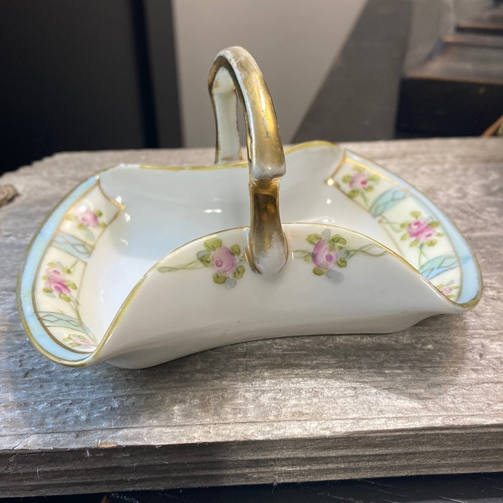 Hand Painted Nippon Floral Antique Basket!!
